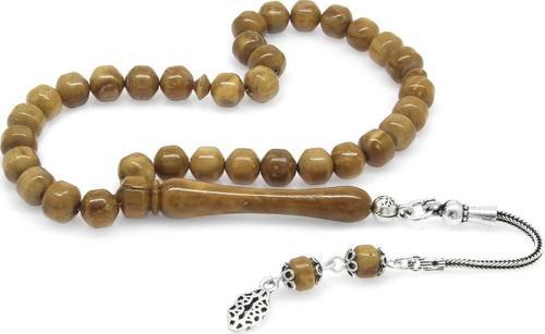 925 Ayar Gümüş Püsküllü Basic Kapsül Kesim Kahverengi Kuka Tesbih