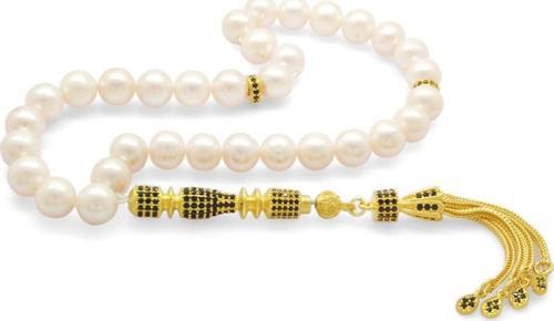 925 Ayar Gümüş Zirkon Taş İmameli İnci Tesbih (Model-3)