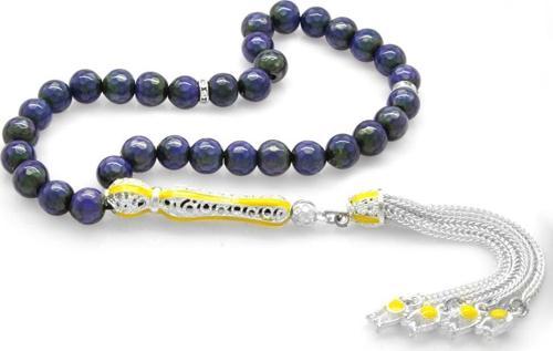 Alpaka Püsküllü Sarı Mineli Küre Kesim His Taşı Tesbih