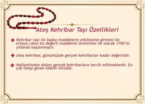 Antik Bakır Osmanlı Saray Püsküllü Arpa Kesim Bayrak Kırmızı Ateş Kehribar Tesbih