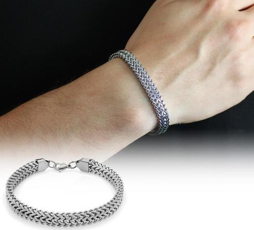 Çift Sıra Silver Renk Çelik Erkek Spiga Bileklik