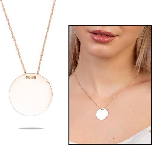 Basic Model Rose Renk Kişiye Özel İsim Harf Yazılı 925 Ayar Gümüş Kadın Kolye