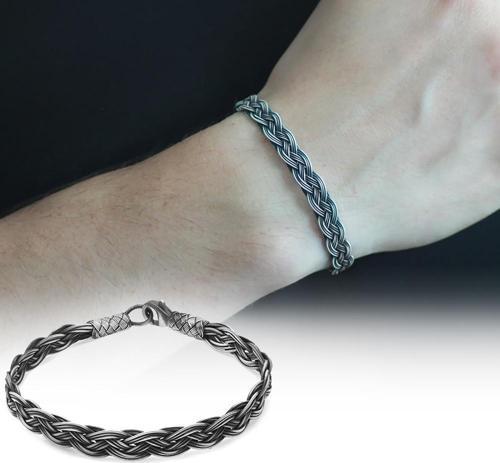 El İşçiliği Özel Tasarım 1000 Ayar Gümüş Kazaz Erkek Bileklik