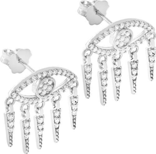 Göz Tasarım Silver Renk 925 Ayar Gümüş Kadın Küpe