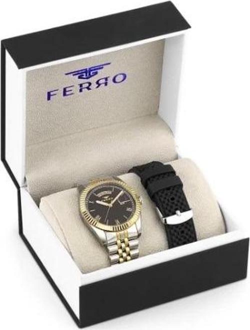 Ferro Çelik-Silikon Değiştirebilir Çift Kordunlu Erkek Kol Saati TH-F11130DA-D3