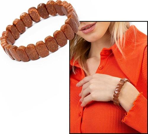 Kahverengi Yıldız Taşı Doğaltaş Rolex Kadın Bileklik