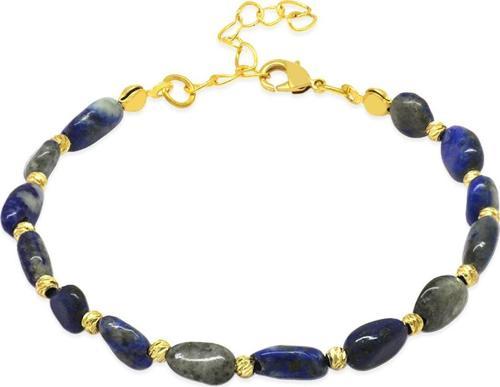 Gold Renk Metal Zincirli Dorika Top Süslemeli Amorf Lapis Doğaltaş Kadın Bileklik