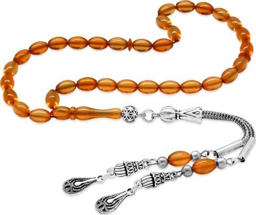 Kararmaz Metal 2'li Kamçı Püsküllü Arpa Kesim Bilek Boy Gün Batımı Renk Ateş Kehribar Tesbih