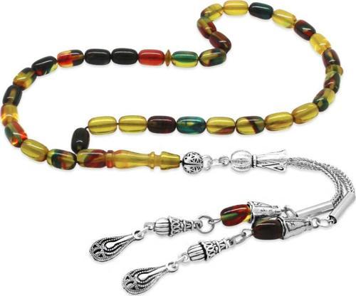 Kararmaz Metal 2'li Kamçı Püsküllü Kapsül Kesim Bilek Boy Bonibon Ateş Kehribar Tesbih