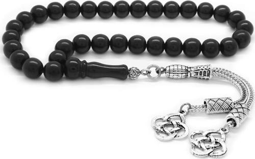 Kararmaz Metal Çift Kazaz Püsküllü Küre Kesim Rus Oltu Tesbih