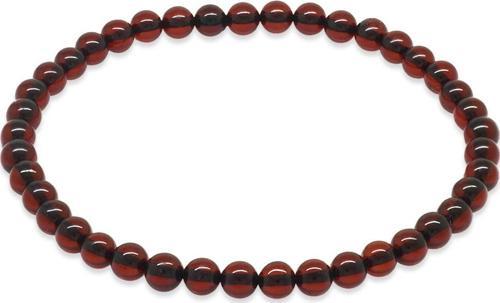 Küre Kesim Koyu Kırmızı Doğal Damla Kehribar Kadın Bileklik