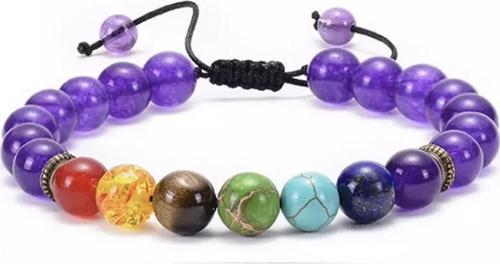 Makrome Örgülü Küre Kesim Mor Akik Doğaltaş Çakra Erkek Bileklik