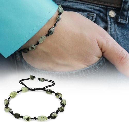 Makrome Örgülü Naturel Kesim Dorika Top Detaylı Prinayt Doğaltaş Erkek Bileklik