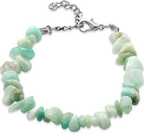 Metal Zincirli Natural Kesim Aquamarin Doğaltaş Kadın Bileklik
