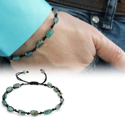 Makrome Örgülü Naturel Kesim Larimar Doğaltaş Erkek Bileklik