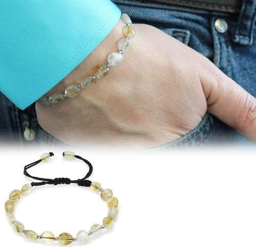 Makrome Örgülü Naturel Kesim Sitrin Doğaltaş Erkek Bileklik