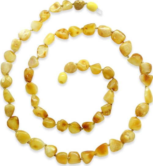 Natural Form Bal-Beyaz Kınalı Doğal Damla Kehribar Erkek Kolye