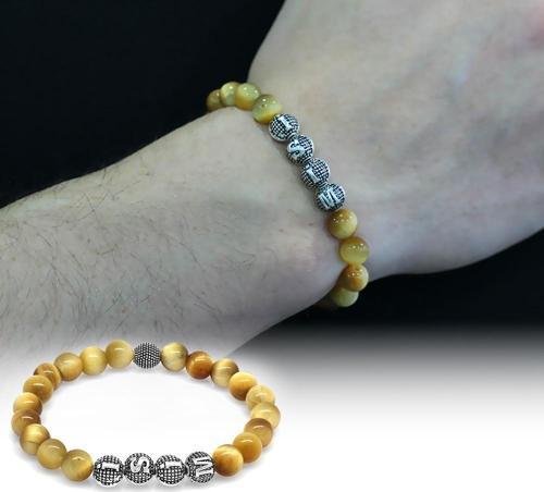 Renkli Kaplangözü Metal Kombinli Kişiye Özel İsim Yazılı Küre Kesim Doğaltaş Bileklik