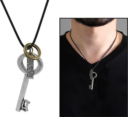 Otantik Anahtar Tasarım Ayarlanabilir İp Zincirli Pirinç Erkek Kolye