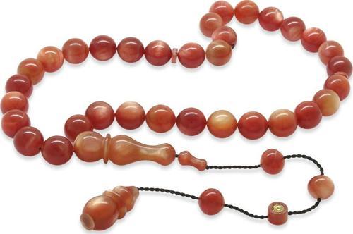 Sistemli Her Bir Tanesi Usta işçilikli Küre Kesim Sedefli Kırmızı Katalin Tesbih