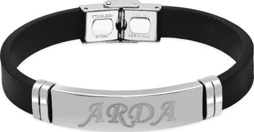 Siyah Silikon&Çelik Kombinli Kişiye Özel İsim Harf/Yazılı Erkek Bileklik