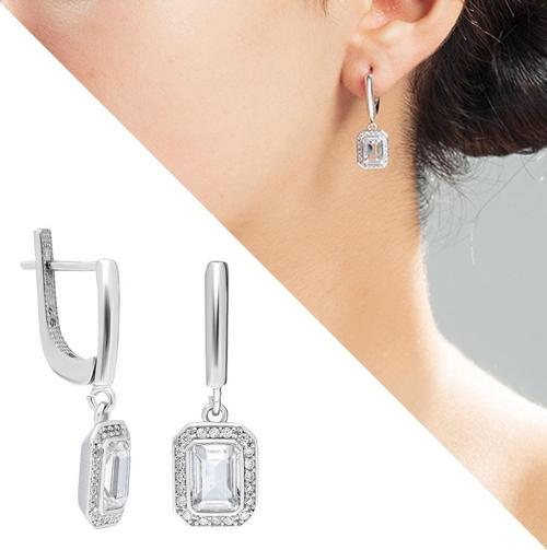 Starlight Diamond Pırlanta Montür Zarif Baget Taşlı 925 Ayar Gümüş Kadın Küpe
