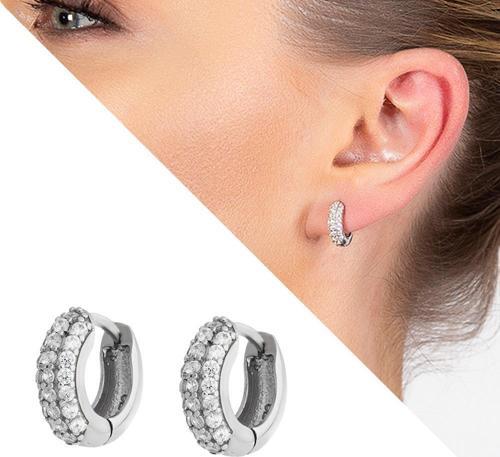 Starlight Diamond Zirkon Taşlı Halka Tasarım 925 Ayar Gümüş Küpe