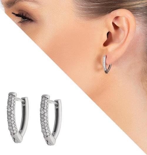 Starlight Diamond Zirkon Taşlı V Tasarım 925 Ayar Gümüş Küpe