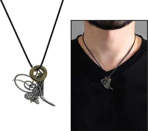 Tuğra Tasarım Ayarlanabilir İp Zincirli Pirinç Erkek Kolye