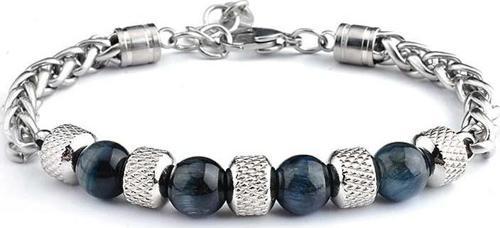 Siyah Kaplangözü&Çelik Kombinasyonlu Uzunluk Ayarlanabilir Avangart Erkek Bileklik