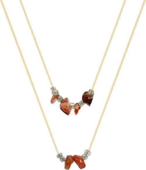 Zarif İp Zincirli Doğal Form Akik Doğaltaş Oğlak Burcu Kadın Kolye