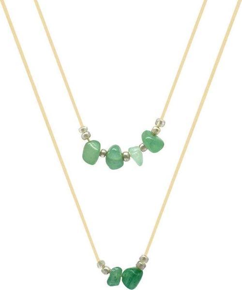 Zarif İp Zincirli Doğal Form Yeşim Taşı Doğaltaş Kova Burcu Kadın Kolye