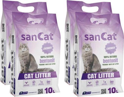 Akdeniz Sancat Lavanta Kokulu Premium Beyaz Kedi Kumu 10 Lt. X 4 Adet