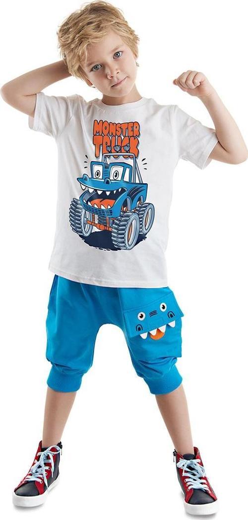 Monster Truck Erkek Çocuk Yazlık T-shirt Kapri Şort Takım