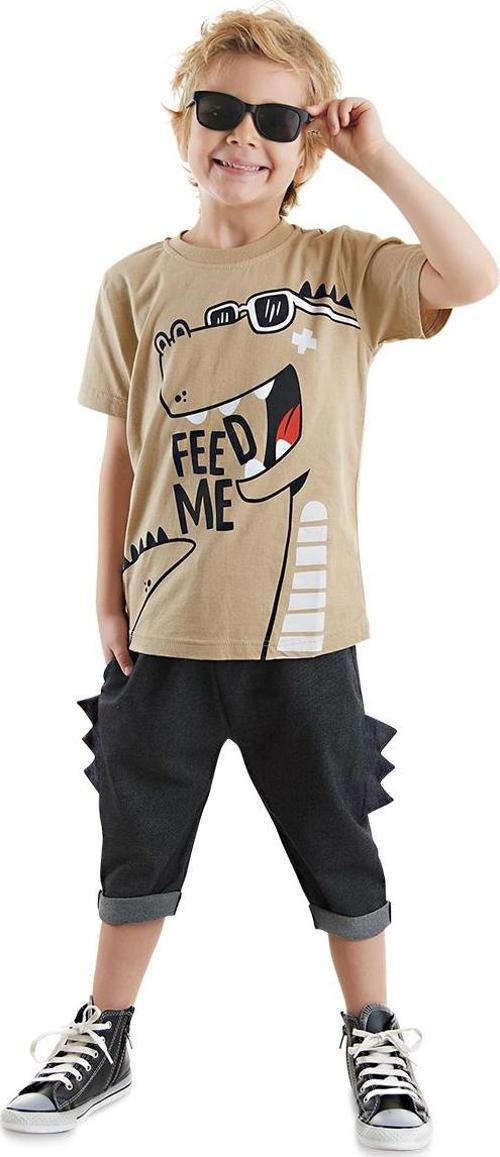 Komik Dino Erkek Çocuk Yazlık T-shirt Kapri Şort Takım