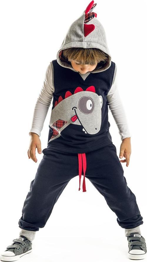 Dino Erkek Çocuk Kolsuz Yelekli Kapüşonlu Eşofman Takım