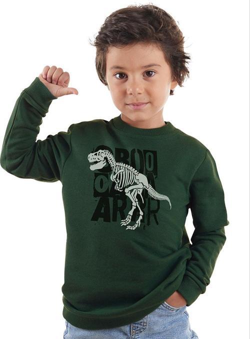 Roarr Dino Erkek Çocuk Haki Sweatshirt