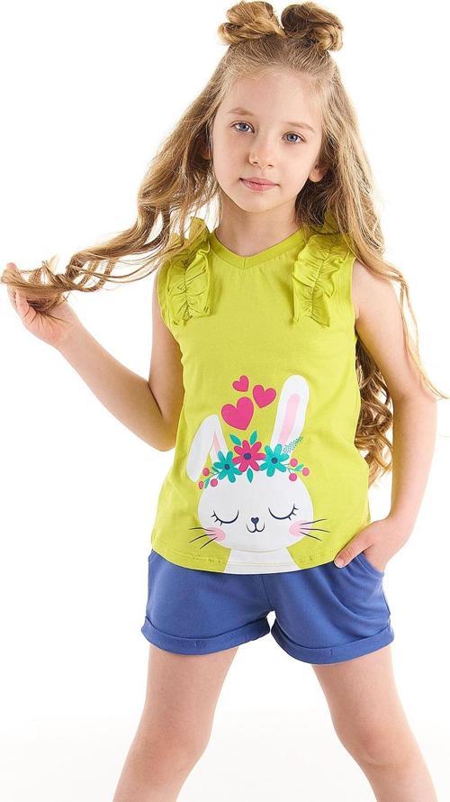 Tavşan Kalbi Pamuklu Penye Kız T-shirt Şort Takım