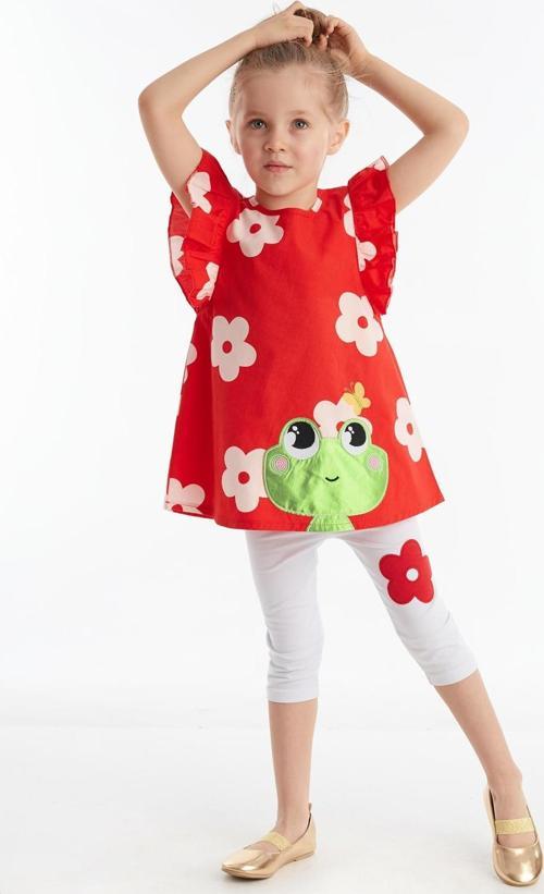 Frog Kırmızı Beyaz Kız Çocuk Tunik Tayt Takım