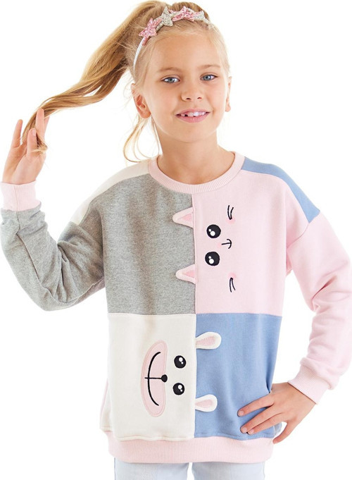 Kedi Ve Ayıcık Kız Çocuk Sweatshirt