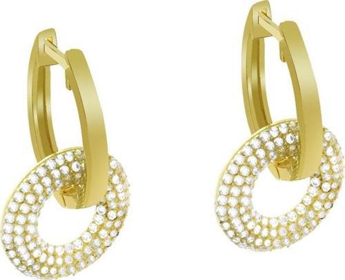 Beyaz Zirkon Taşlı Hulahop Model Gold Renk 925 Ayar Gümüş Kadın Küpe