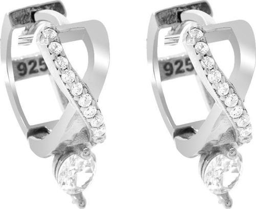 Beyaz Zirkon Taşlı Sonsuzluk Detaylı Silver Renk 925 Ayar Gümüş Tek Taş Kadın Küpe