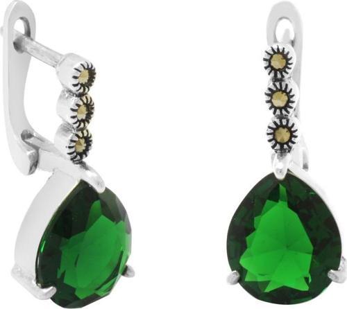 Faset Yeşil Zirkon Taşlı Damla Tasarım 925 Ayar Gümüş Kadın Küpe