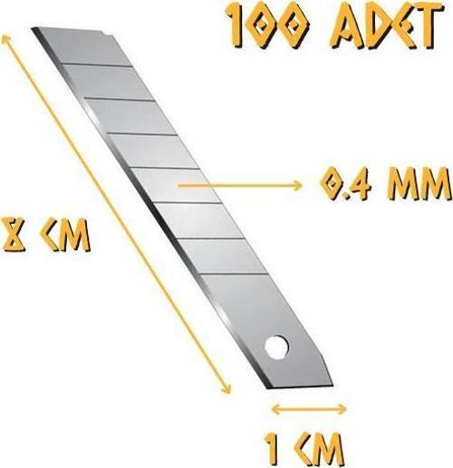 Maket Bıçağı Falçata Yedeği 9 X 0.4 mm. - 100 Adet