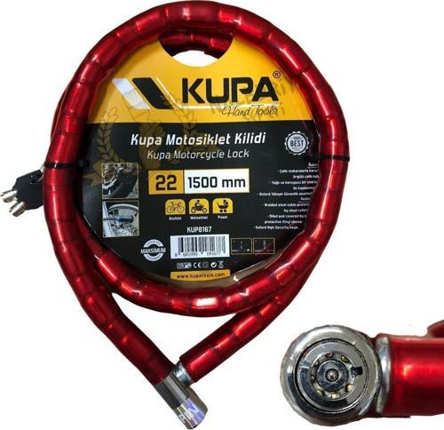 Vinil Kaplı Çelik Kablolu Esnek Motosiklet Kilidi - 22 mm - 150 cm.