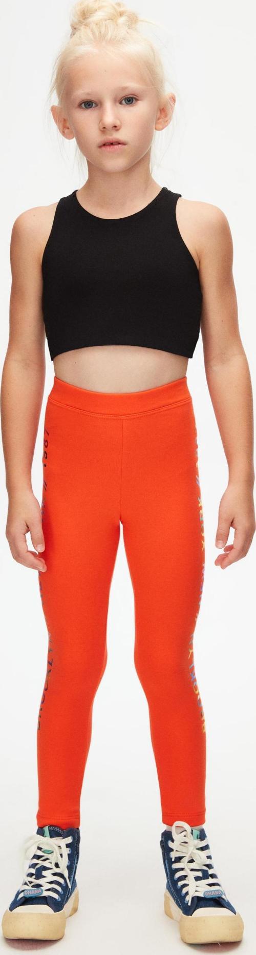 Turuncu New York Baskılı Şardonlu Kız Çocuk Kışlık Tayt