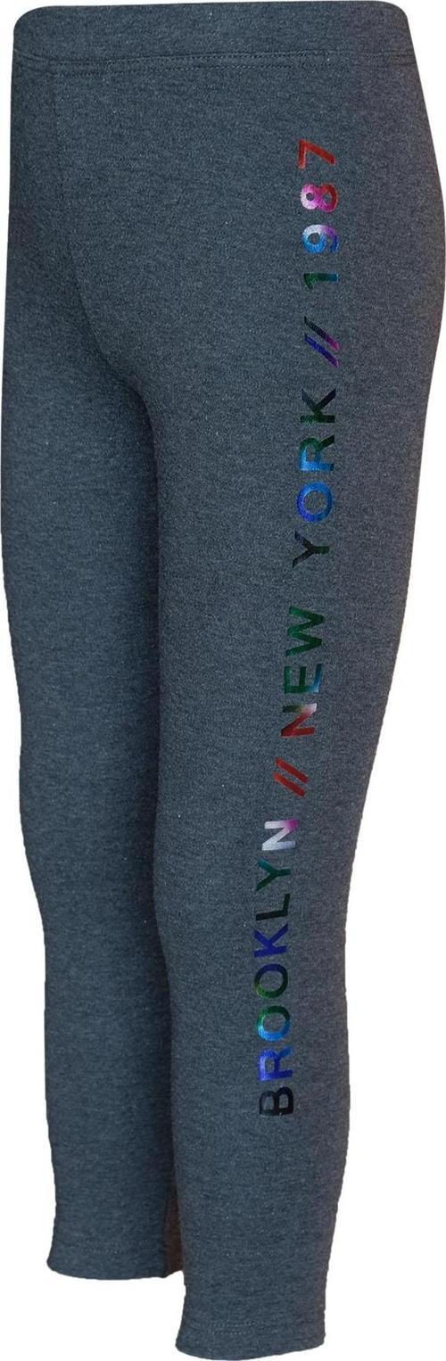 Antrasit New York Baskılı Şardonlu Kız Çocuk Kışlık Tayt