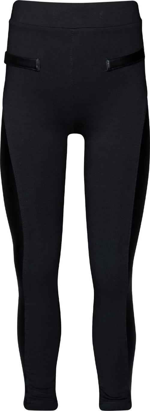 Siyah Yanı Deri Panelli Kız Çocuk Tayt