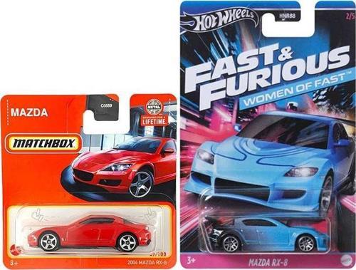 2 Araç Mazda RX 8 Set - Hot Wheels & Matchbox (1/64) Fast & Furious - Women of Fast