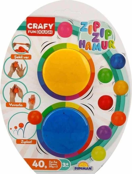 3019 SUN-SABC-CRF-Oyun Hamuru Zıp Zıp 2li  2X20GR 4Renk Kartela - Sunman